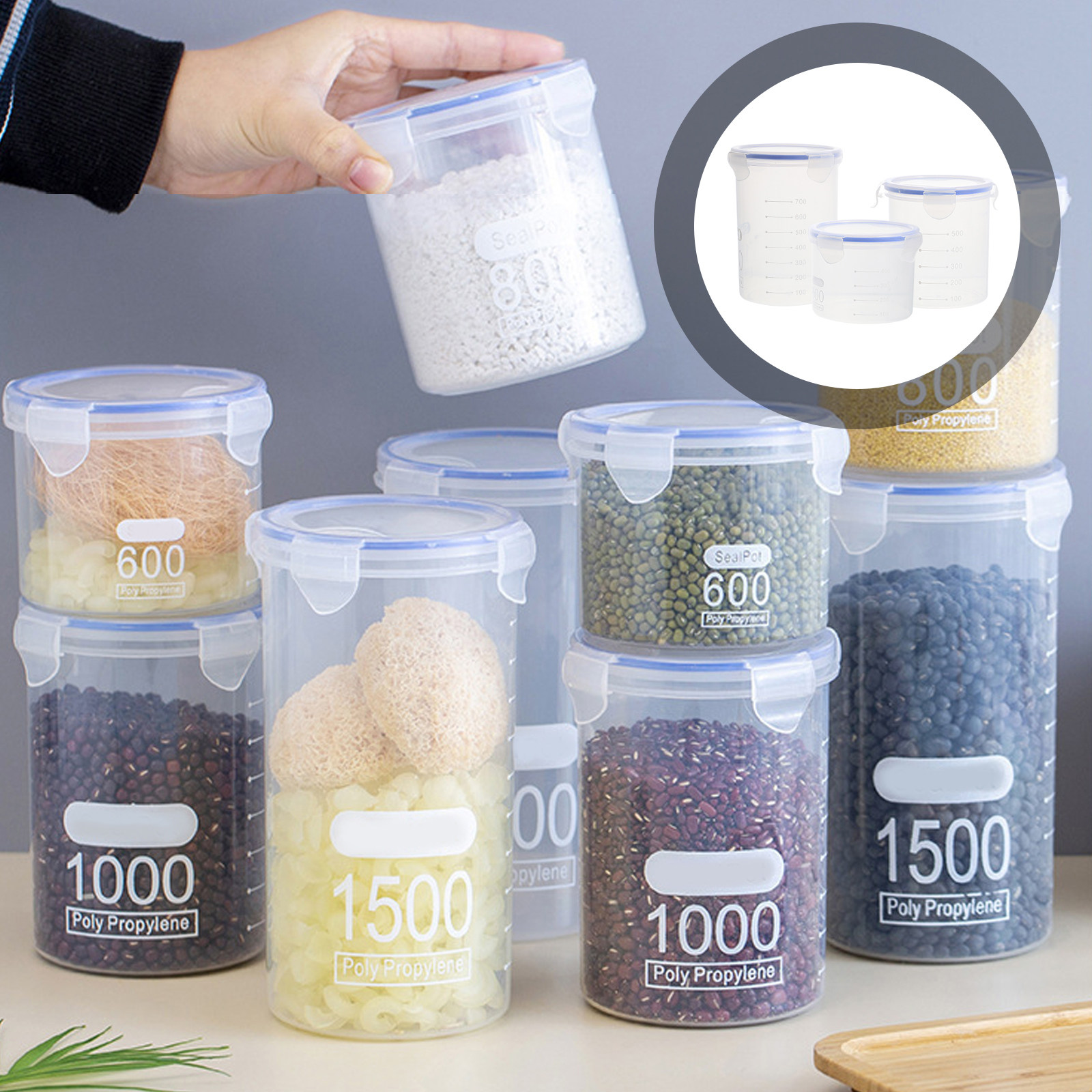 Food Storage Containers - مجموعة من 6 عبوات بلاستيكية شفافة