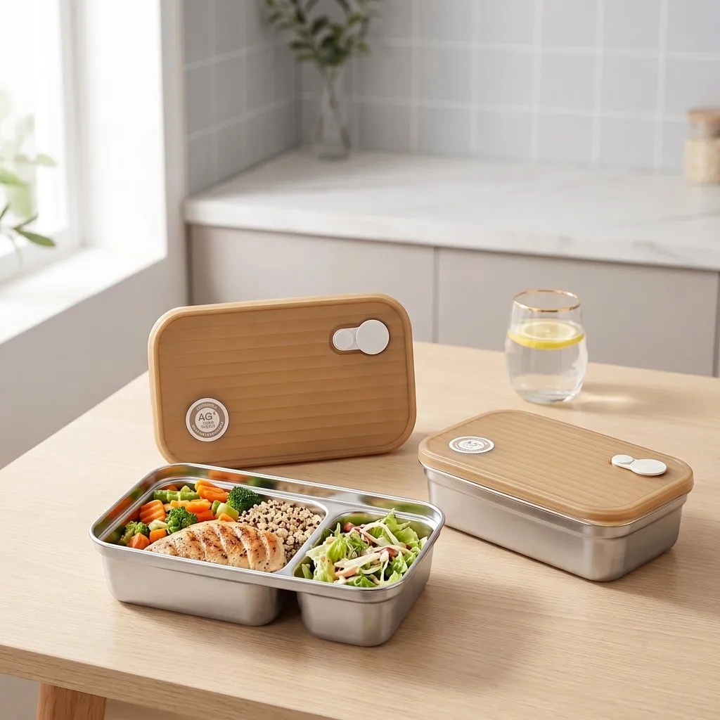 Food Storage With Dividers - علبة طعام من الفولاذ المقاوم للصدأ